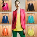 Picture of women coat jacket one button basic jacket suit blazers overcoat Foldable outerwear coats jackets