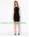 Picture of Women Slim one-step dress with white turn-down collar