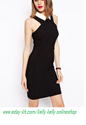 Picture of Women Slim one-step dress with white turn-down collar